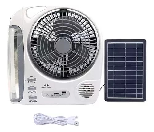 Ventilador 6 en 1 Recargable Multifuncional Con Panel Solar Gd-8028